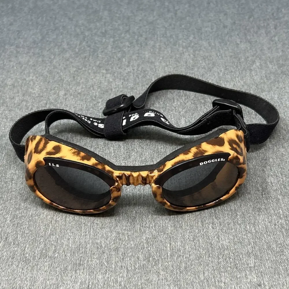 Doggles ILS Dog Goggles Sunglasses Leopard Print Frame Smoke Lens Eye Protection